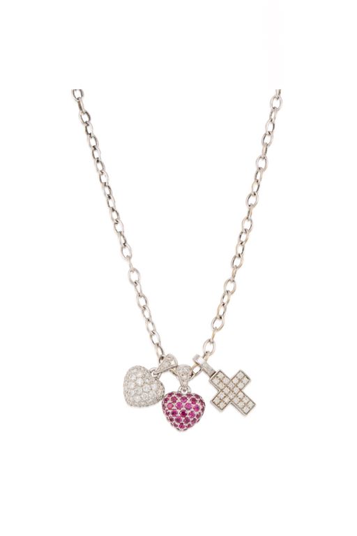 18k Gold Ruby and Diamond Pendant Necklace