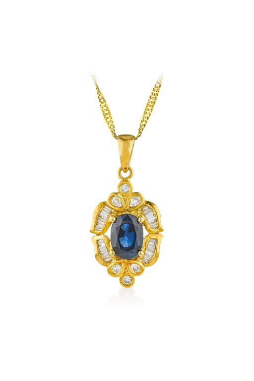 Sapphire and Diamond Pendant Necklace