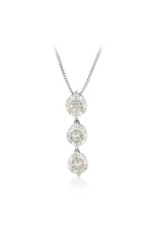 Three Stone Diamond Necklace - No Reserve Lot