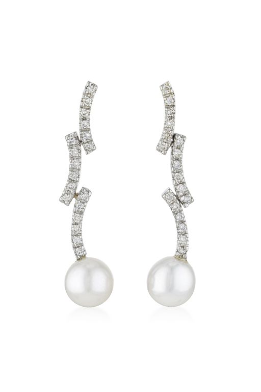 Pearl and Diamond Hanging Earrings
