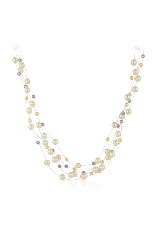 18k Gold and Silver Pearl Necklace