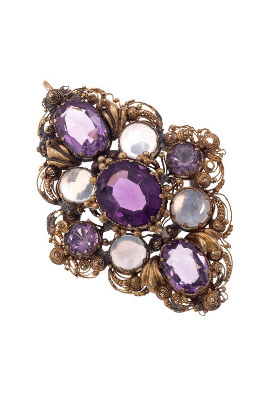 14k Gold Amethyst and Moonstone Pendant