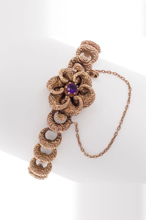 14k Gold Amethyst Bracelet