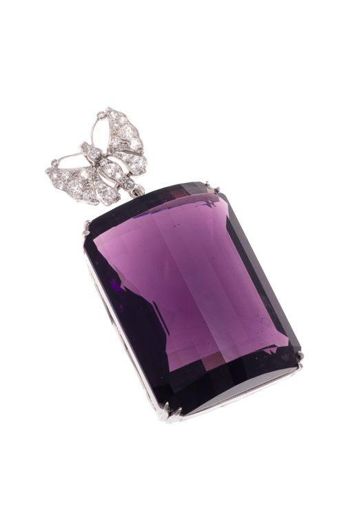 14k Gold Amethyst and Diamond Pendant