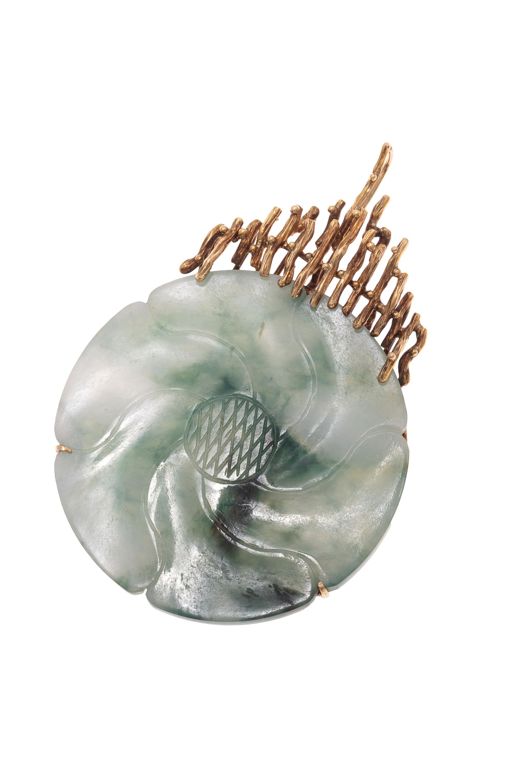 14k Gold Jade Pendant
