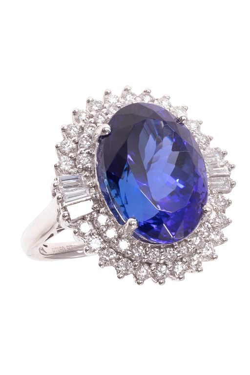 Platinum Tanzanite and Diamond Ring