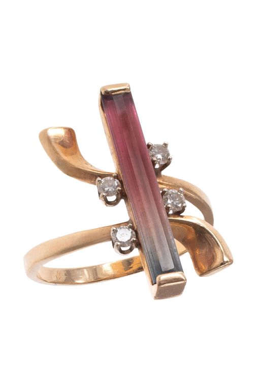 14k Gold Tourmaline and Diamond Ring