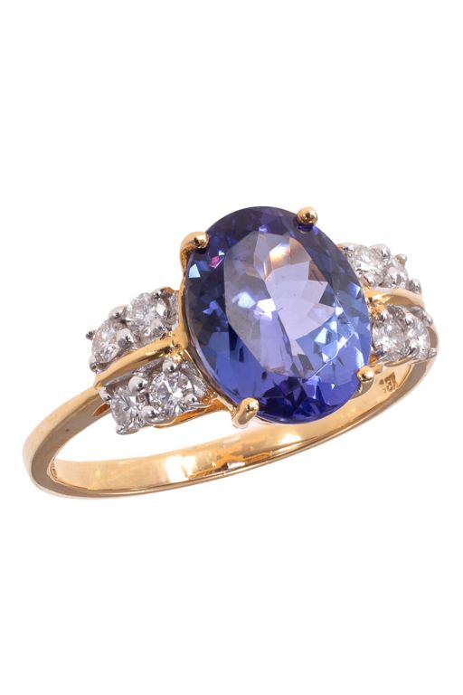 18k Gold Tanzanite and Diamond Ring