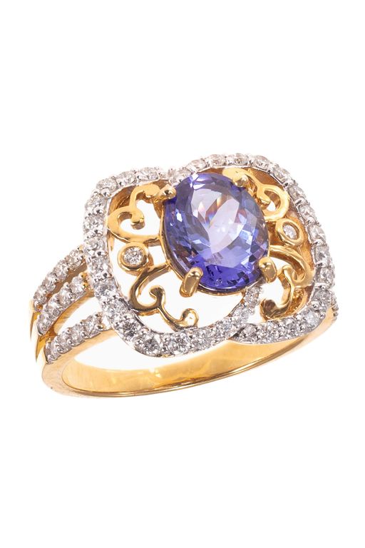 18k Gold Tanzanite and Diamond Ring