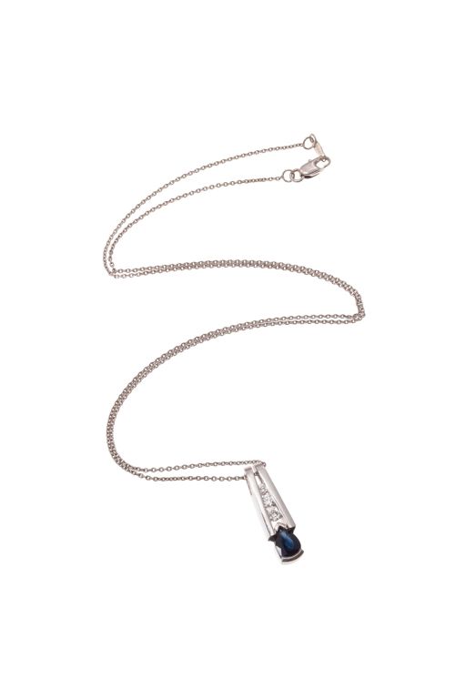 Platinum and 18k Gold Sapphire Pendant Necklace