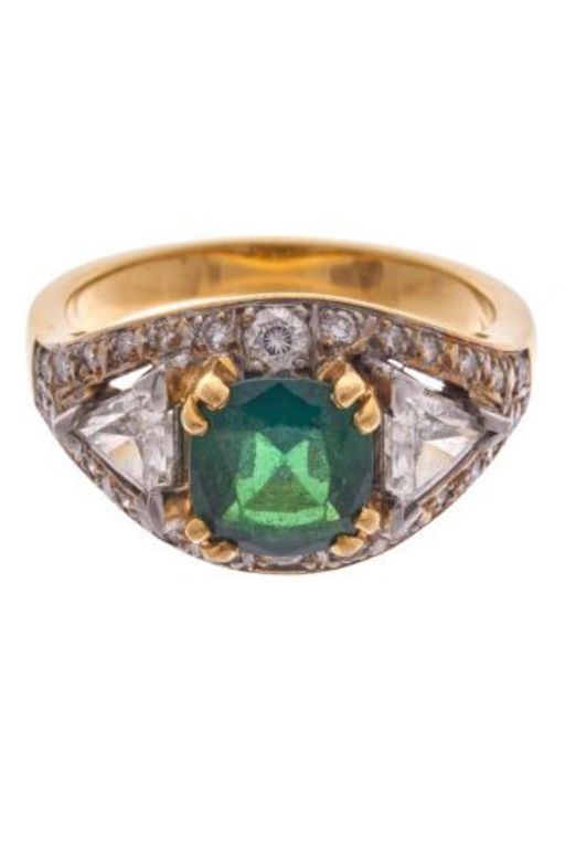 Tsavorite Garnet and Diamond Ring