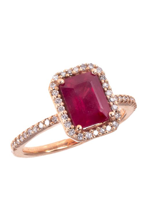 14k Gold Ruby and Diamond Ring