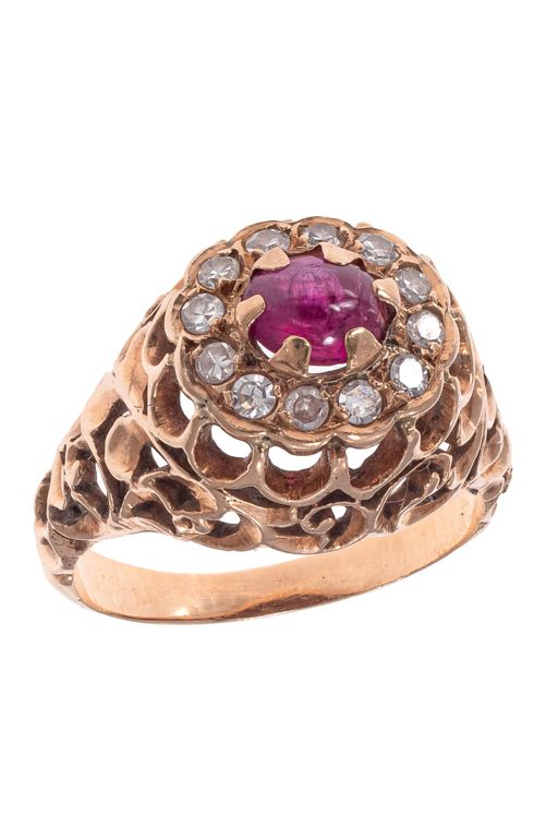 14k Gold Ruby and Diamond Ring