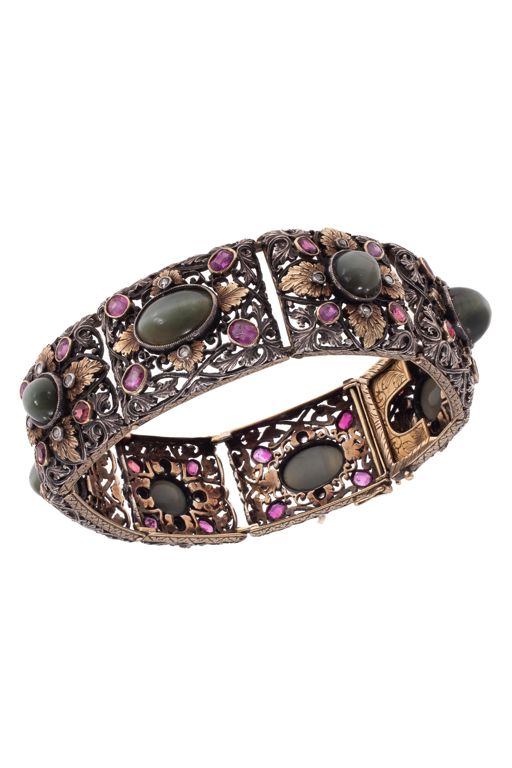 14k Gold and Silver Multi-Gem Bracelet