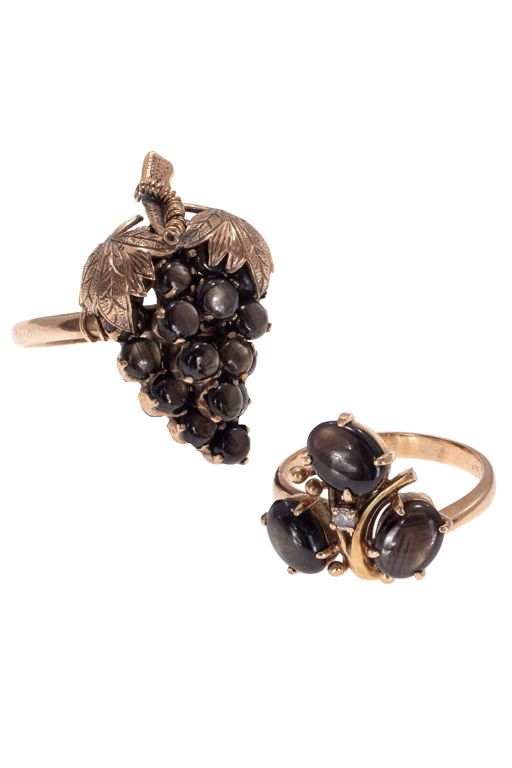 Two 14k Gold Sapphire and Diamond Rings