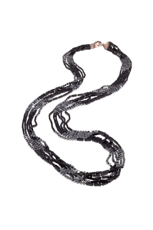 Sterling Silver Hematite and Onyx Necklace