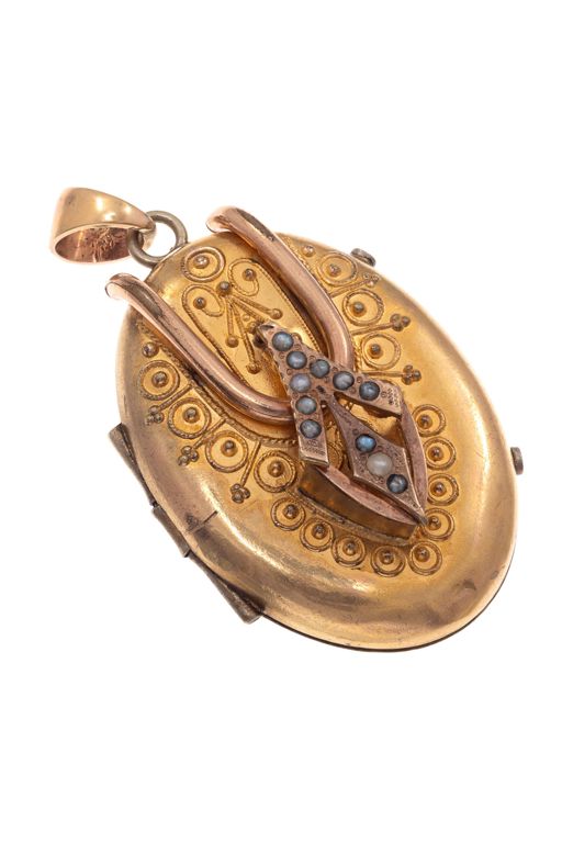 10k Gold Pearl Locket Pendant