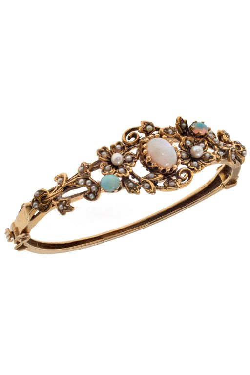 14k Gold Opal and Pearl Bracelet