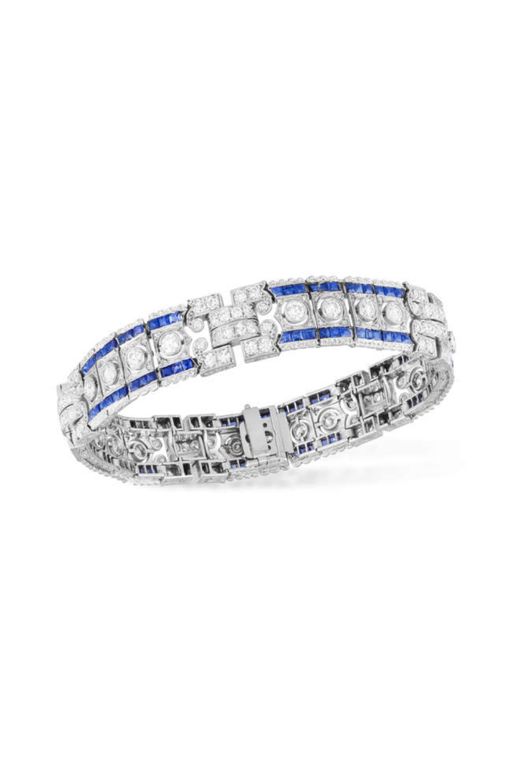 Platinum Sapphire and Diamond Bracelet