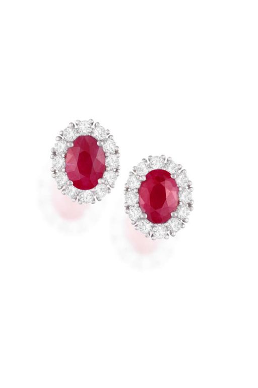 18k White Gold Ruby and Diamond Earrings