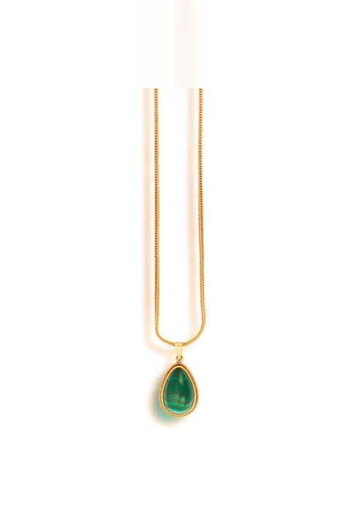 Yellow Gold Malachite Pendant Necklace