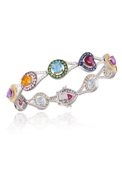 14k White Gold Multi-Gem Bracelet