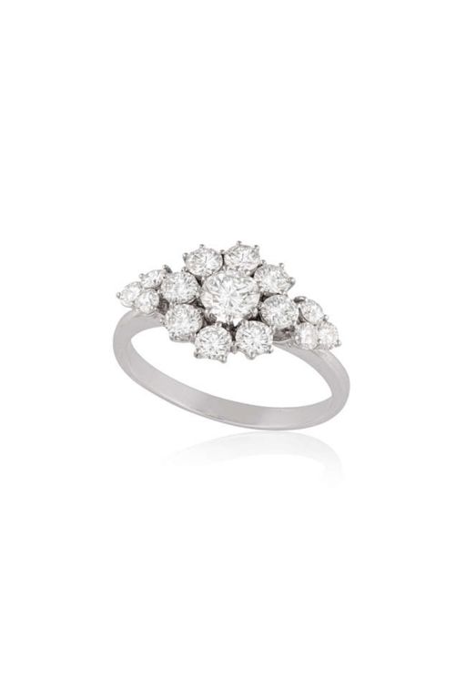 18k White Gold Diamond Cluster Ring