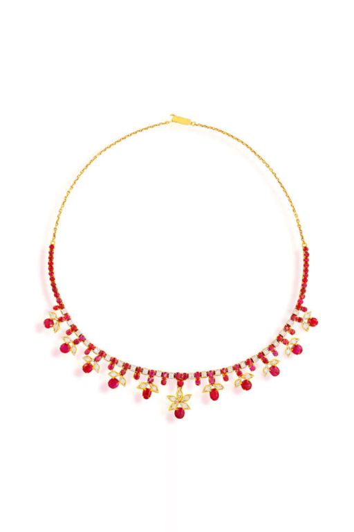 Yellow Gold Ruby and Diamond Necklace