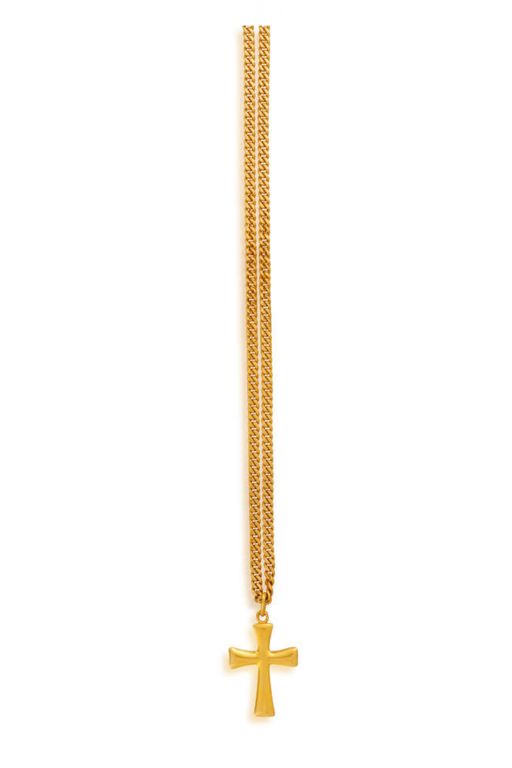 18k Yellow Gold Cross Pendant Necklace