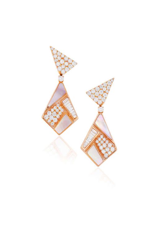 18k Rose Gold MOP and Diamond Pendant Earrings