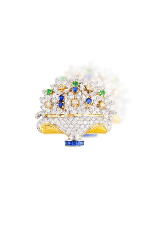 18k Two-Tone Gold Multi-Gem Giardinetto Brooch
