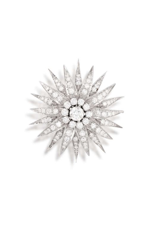 18k White Gold Diamond Flowerhead Pendant/Brooch