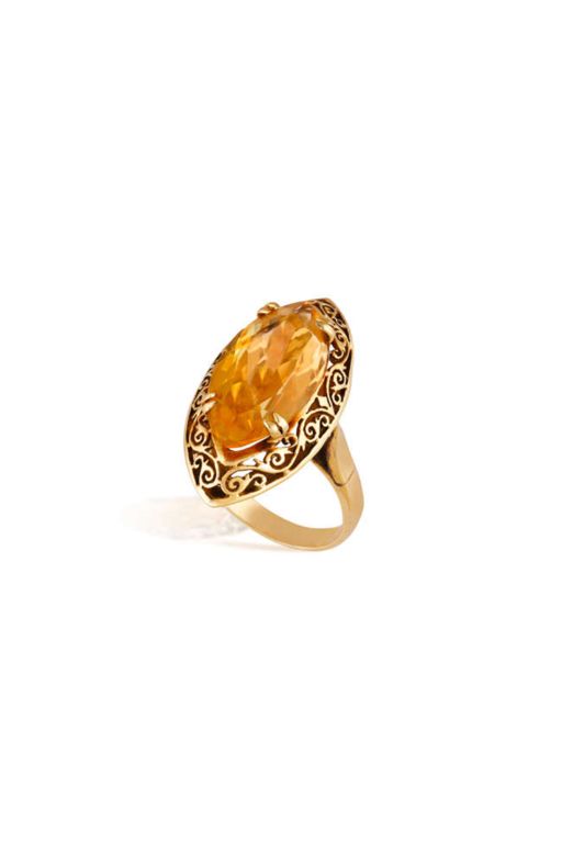18k Yellow Gold Citrine Dress Ring