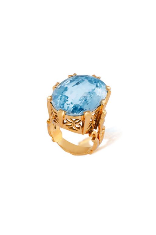18k Yellow Gold Aquamarine Dress Ring