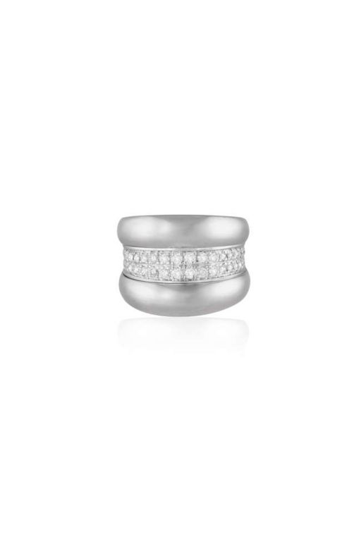 18k White Gold Diamond Bombé Ring