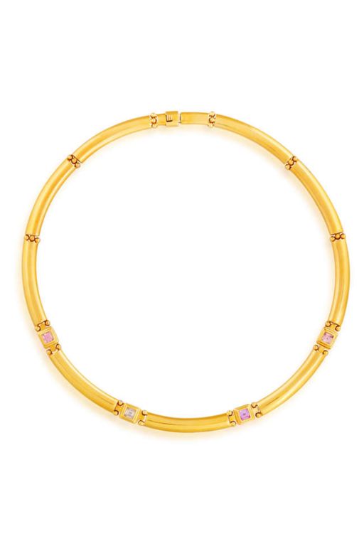 18k Yellow Gold Cubic Zirconia Collar Necklace