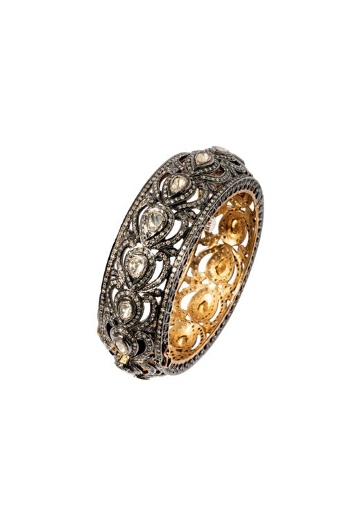 Silver and 14k Yellow Gold Diamond Bracelet
