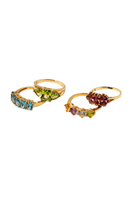 Four 10k Yellow Gold Gemstone Rings
