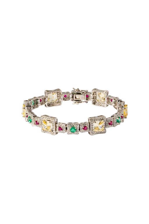 14k White Gold Multi-Gem Bracelet