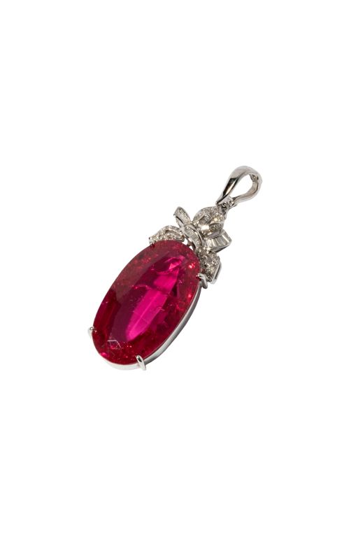 18k White Gold Ruby and Diamond Pendant