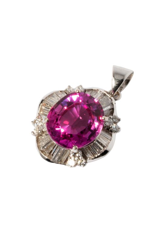 18k White Gold Sapphire and Diamond Pendant