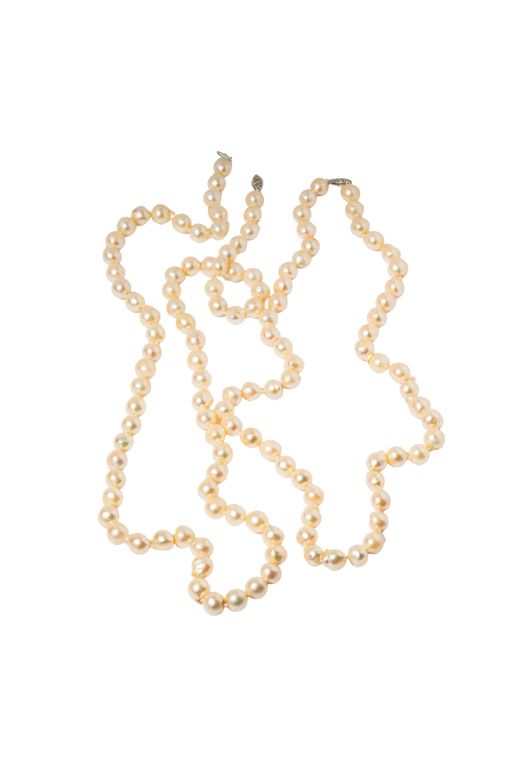 Two 14k White Gold Pearl Necklaces