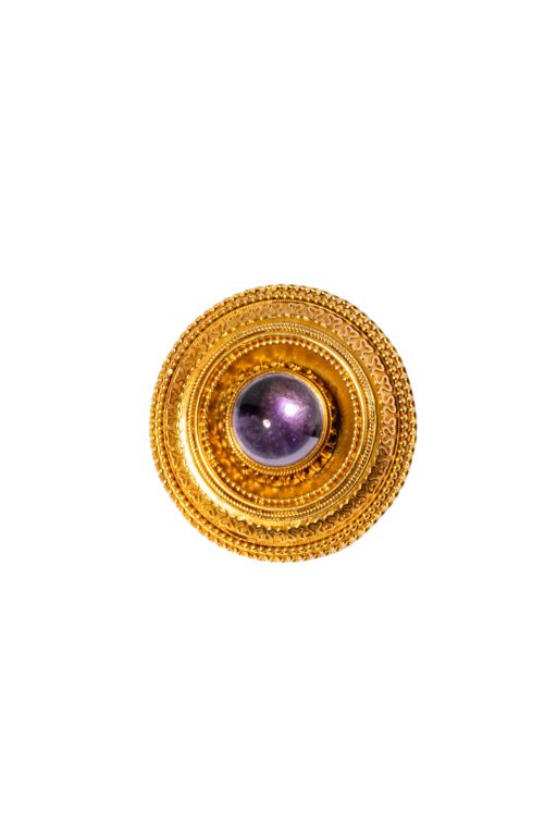 18k Yellow Gold Amethyst Mourning Brooch/Pendant