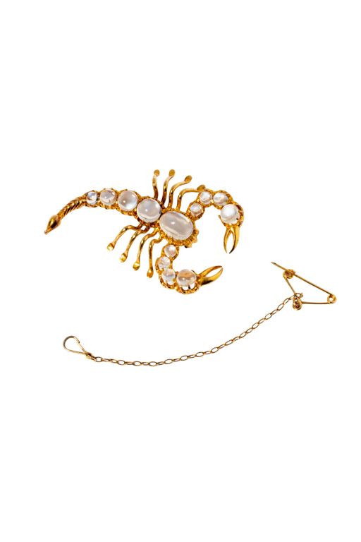 15k Yellow Gold Moonstone Scorpion Brooch