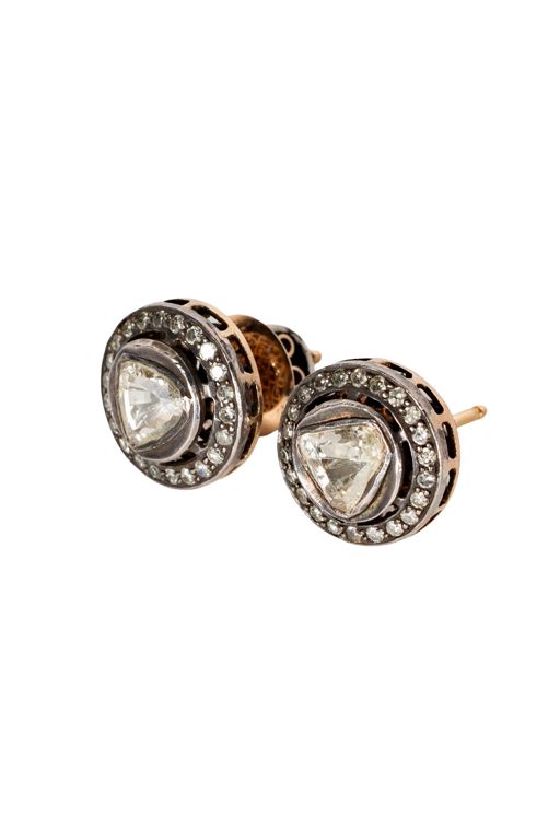 Sterling Silver and Gold Diamond Earrings