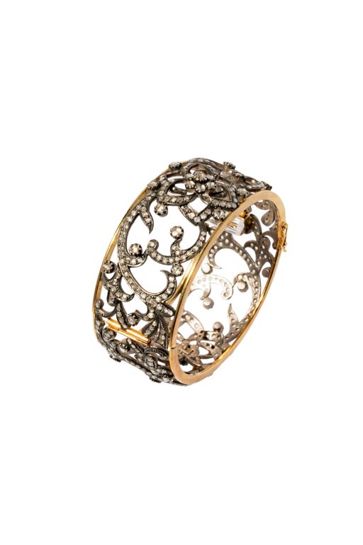 Silver and 14k Yellow Gold Diamond Bracelet