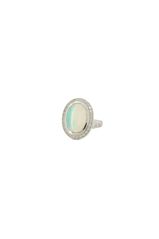 18k White Gold Opal and Diamond Ring