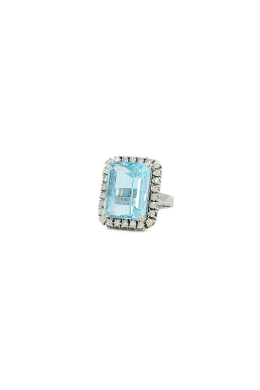 18k Gold Aquamarine and Diamond Cocktail Ring