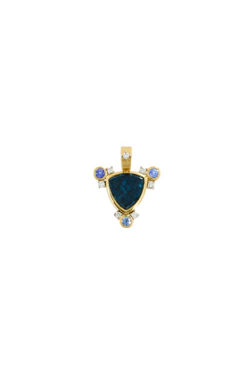 18k Two-Tone Gold Topaz and Diamond Pendant