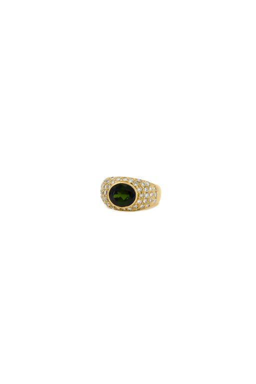 18k Yellow Gold Tourmaline and Diamond Ring